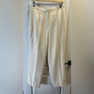 Talbots Size 14 Petite Cream Silk Trousers Slacks Pants